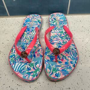 Lilly Pulitzer Resort POOL FLIP FLOPS Sandals Shoes 9/10